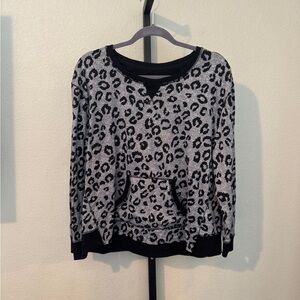 Cuddl Duds Gray and Black Leopard Print PJ set